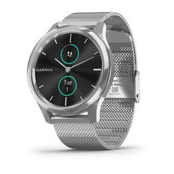 Смарт-годинник Garmin vivomove Luxe Premium зі сріблястими корпусом та ремінцем 010-02241-23 фото
