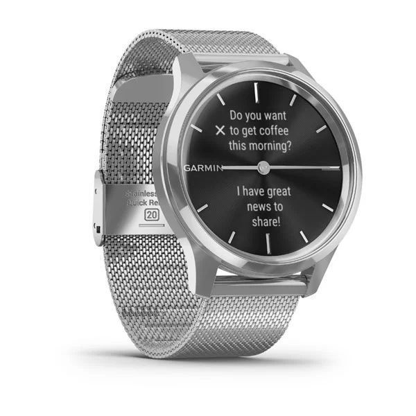 Смарт-годинник Garmin vivomove Luxe Premium зі сріблястими корпусом та ремінцем 010-02241-23 фото