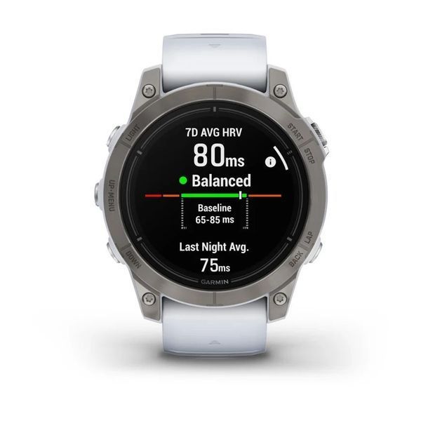 Смарт-годинник Garmin epix Pro (Gen 2) Sapphire Edition (47мм) титановий з білим ремінцем 010-02803-21 фото