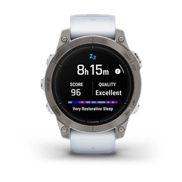 Смарт-годинник Garmin epix Pro (Gen 2) Sapphire Edition (47мм) титановий з білим ремінцем 010-02803-21 фото