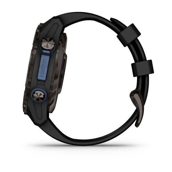 Смарт-годинник Garmin Descent Mk3i (43 мм) карбоново-сірий DLC титановий з чорним силіконовим ремінцем 010-02753-11 фото