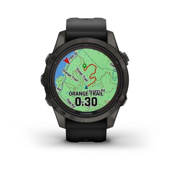 Смарт-годинник Garmin fenix 7S Pro Sapphire Solar Edition титановий DLC сірий з чорним ремінцем 010-02776-11 фото