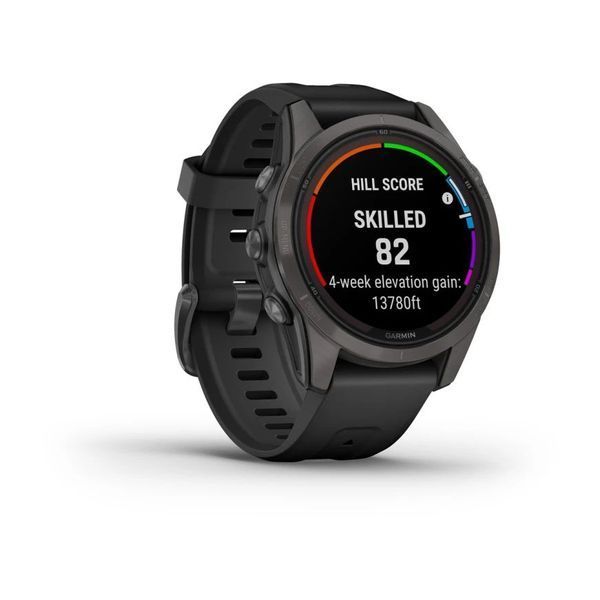 Смарт-годинник Garmin fenix 7S Pro Sapphire Solar Edition титановий DLC сірий з чорним ремінцем 010-02776-11 фото