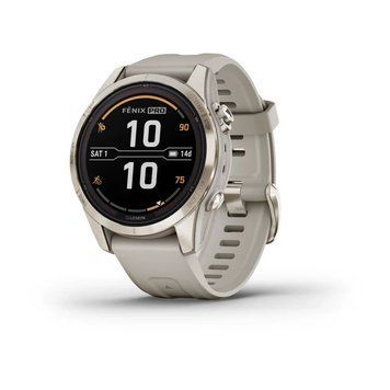 Смарт-годинник Garmin fenix 7S Pro Sapphire Solar Edition золотистий з пісочним ремінцем 010-02776-15 фото
