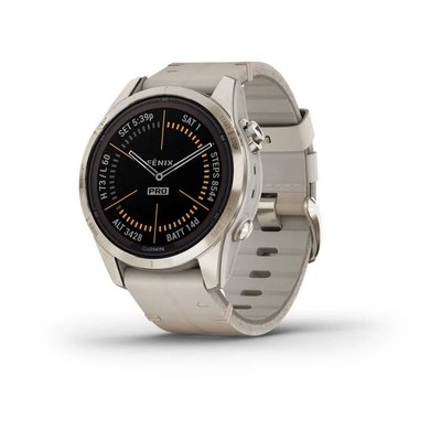 Смарт-часы Garmin fenix 7S Pro Saфpphire Solar Edition золотистые с белым кожаным ремешком 010-02776-30 фото
