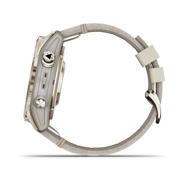 Смарт-годинник Garmin fenix 7S Pro Sapphire Solar Edition золотистий з білим шкіряним ремінцем 010-02776-30 фото