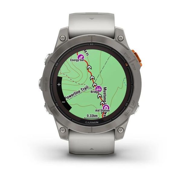 Смарт-годинник Garmin fenix 7 Pro Sapphire Solar Edition титановий із  сірим/помаранчевим ремінцем 010-02777-21 фото
