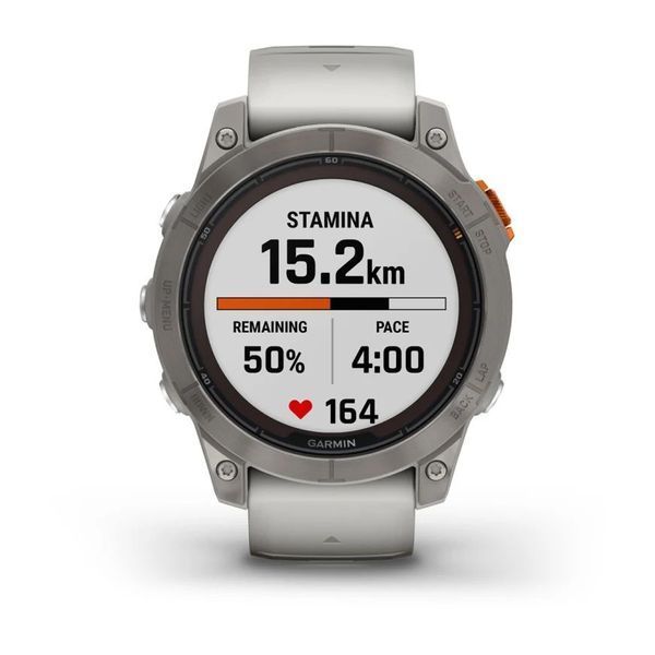 Смарт-годинник Garmin fenix 7 Pro Sapphire Solar Edition титановий із  сірим/помаранчевим ремінцем 010-02777-21 фото