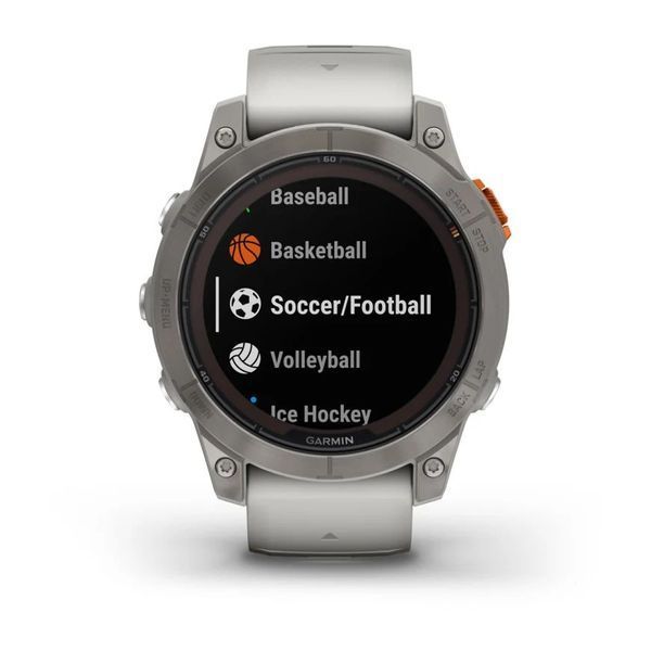 Смарт-годинник Garmin fenix 7 Pro Sapphire Solar Edition титановий із  сірим/помаранчевим ремінцем 010-02777-21 фото