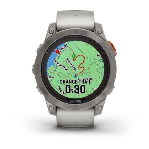 Смарт-годинник Garmin fenix 7 Pro Sapphire Solar Edition титановий із  сірим/помаранчевим ремінцем 010-02777-21 фото