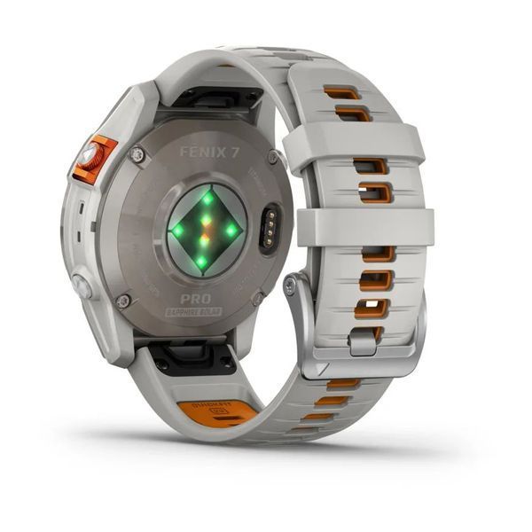 Смарт-годинник Garmin fenix 7 Pro Sapphire Solar Edition титановий із  сірим/помаранчевим ремінцем 010-02777-21 фото