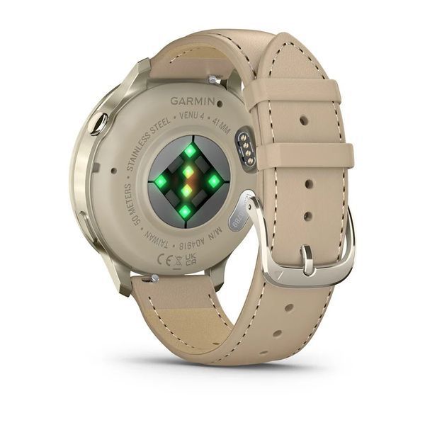Смарт-часы Garmin Venu 4 (41 мм) лунное золото с силиконовым ремешком цвета слоновой кости и песочным кожаным 010-03013-03 фото