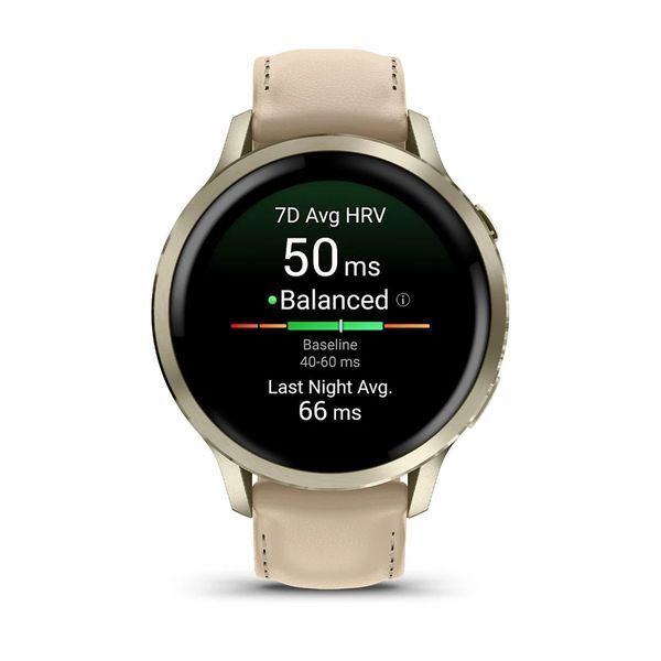 Смарт-часы Garmin Venu 4 (41 мм) лунное золото с силиконовым ремешком цвета слоновой кости и песочным кожаным 010-03013-03 фото