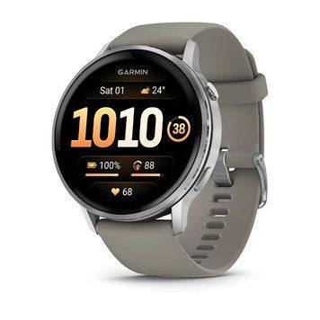 Смарт-годинник Garmin Venu 4 (45 мм) сріблястий зі сріблясто-сірим силіконовим ремінцем 010-03014-01 фото
