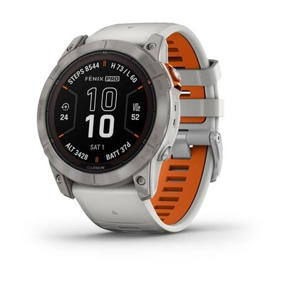 Смарт-часы Garmin fenix 7X Pro Sapphire Solar Edition титановые с серым/оранжевым ремешком 010-02778-15 фото
