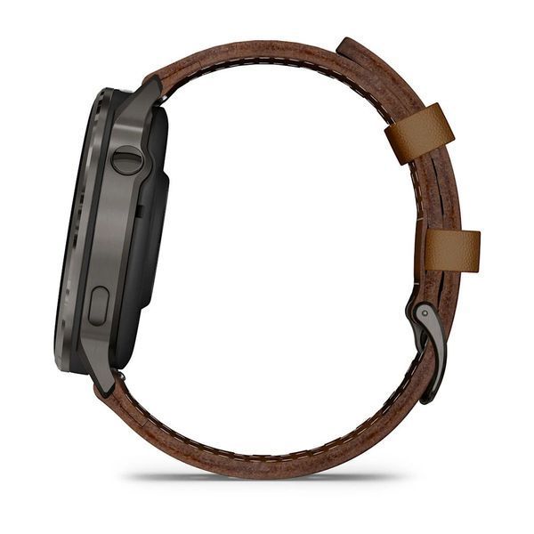 Смарт-часы Garmin Venu 4 (45 мм) сланцевый с черным силиконовым ремешком и коричневым кожаным 010-03014-03 фото