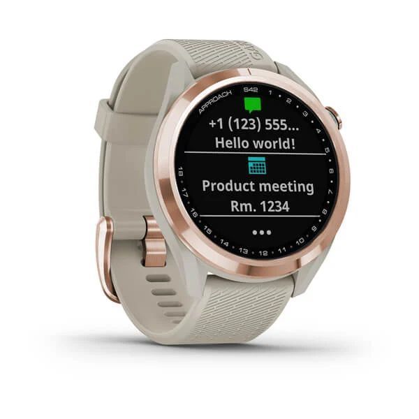Смарт-годинник Garmin Approach S42 рожеве золото зі світло-пісочним ремінцем 010-02572-02 фото
