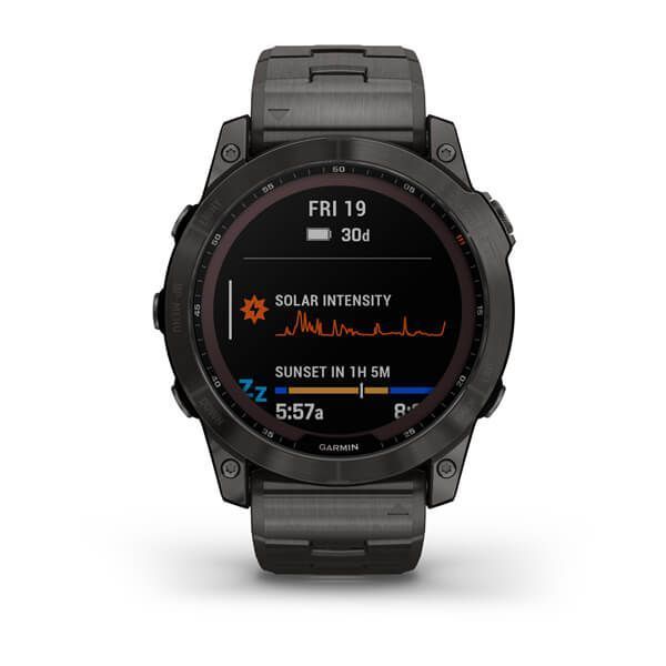 Смарт-годинник Garmin fenix 7X Sapphire Solar титановий DLC сірий з титановим вентильованим ремніцем 010-02541-27 фото