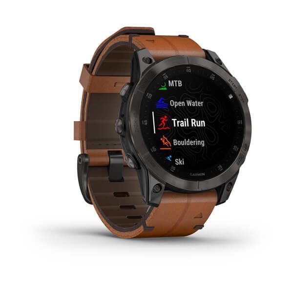 Смарт-часы Garmin epix (Gen 2) Sapphire титановые черные с кожаным ремешком 010-02582-30 фото