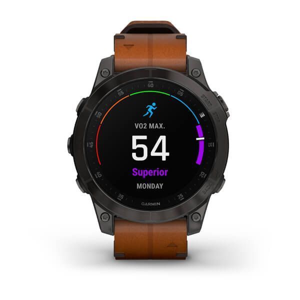 Смарт-часы Garmin epix (Gen 2) Sapphire титановые черные с кожаным ремешком 010-02582-30 фото