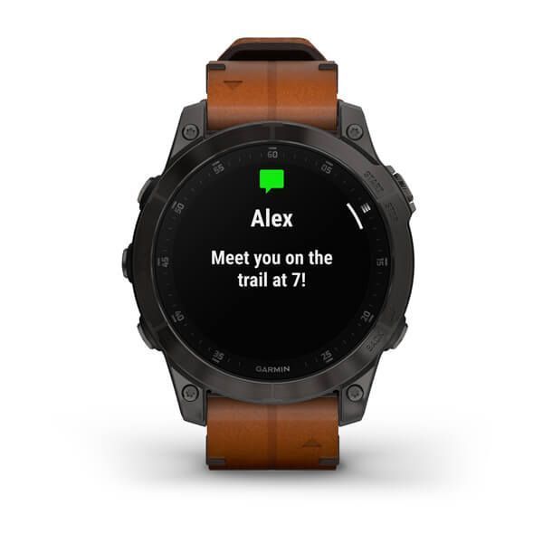 Смарт-часы Garmin epix (Gen 2) Sapphire титановые черные с кожаным ремешком 010-02582-30 фото