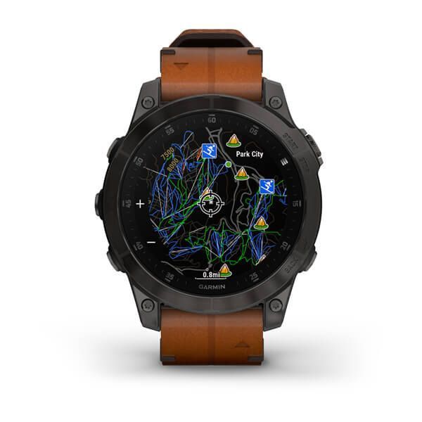 Смарт-часы Garmin epix (Gen 2) Sapphire титановые черные с кожаным ремешком 010-02582-30 фото