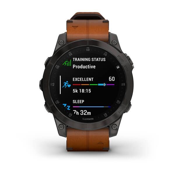 Смарт-часы Garmin epix (Gen 2) Sapphire титановые черные с кожаным ремешком 010-02582-30 фото
