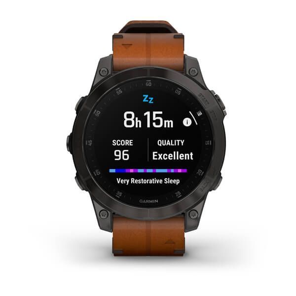Смарт-часы Garmin epix (Gen 2) Sapphire титановые черные с кожаным ремешком 010-02582-30 фото