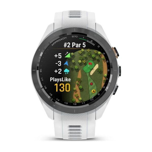 Смарт-годинник Garmin Approach S70 (42 мм) з чорним керамічним безелем та білим ремінцем 010-02746-10 фото