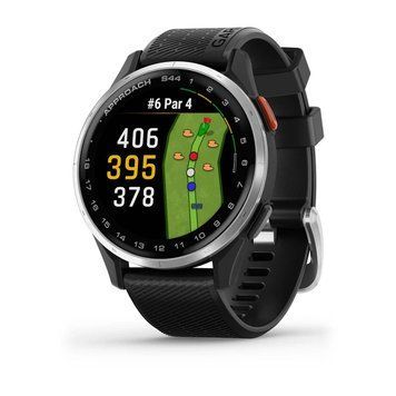 Смарт-годинник Garmin Approach S44 зі сріблястим алюмінієвим безелем та чорним ремінцем 010-03009-00 фото
