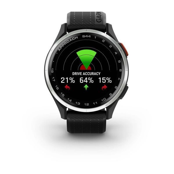 Смарт-годинник Garmin Approach S44 зі сріблястим алюмінієвим безелем та чорним ремінцем 010-03009-00 фото