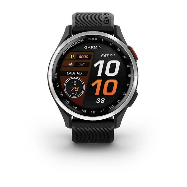 Смарт-годинник Garmin Approach S44 зі сріблястим алюмінієвим безелем та чорним ремінцем 010-03009-00 фото