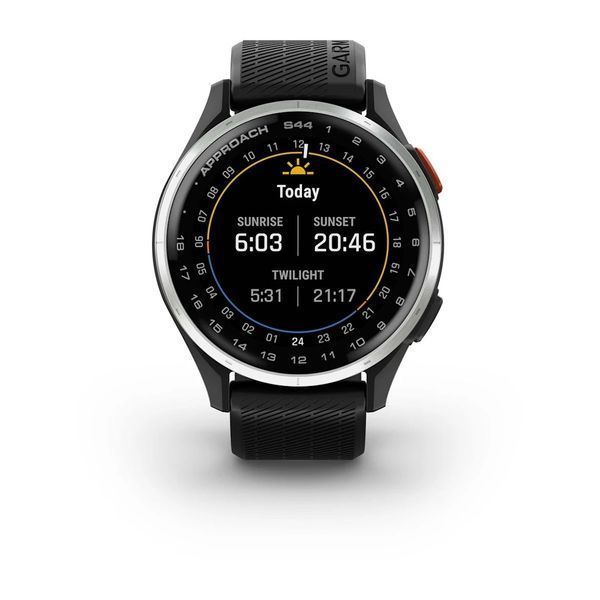 Смарт-годинник Garmin Approach S44 зі сріблястим алюмінієвим безелем та чорним ремінцем 010-03009-00 фото