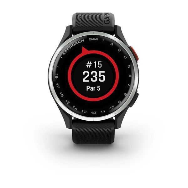 Смарт-годинник Garmin Approach S44 зі сріблястим алюмінієвим безелем та чорним ремінцем 010-03009-00 фото