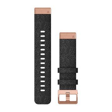 Ремінці для годинника Garmin QuickFit 20 нейлонові, чорні з рожево-золотистою фурнітурою 010-12874-00 фото