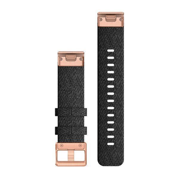 Ремінці для годинника Garmin QuickFit 20 нейлонові, чорні з рожево-золотистою фурнітурою 010-12874-00 фото