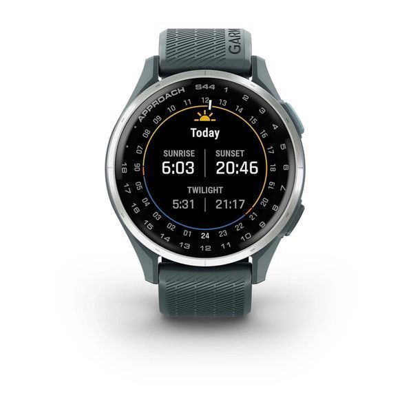 Смарт-годинник Garmin Approach S44 зі сріблястим алюмінієвим безелем та сірим ремінцем 010-03009-01 фото