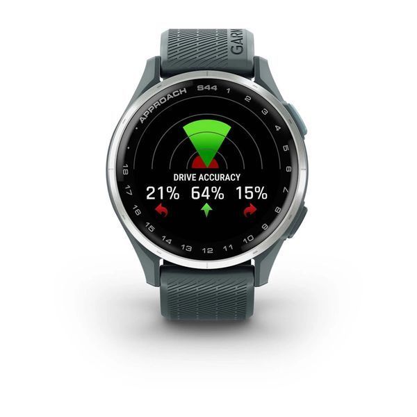 Смарт-годинник Garmin Approach S44 зі сріблястим алюмінієвим безелем та сірим ремінцем 010-03009-01 фото
