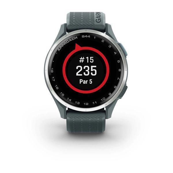 Смарт-годинник Garmin Approach S44 зі сріблястим алюмінієвим безелем та сірим ремінцем 010-03009-01 фото