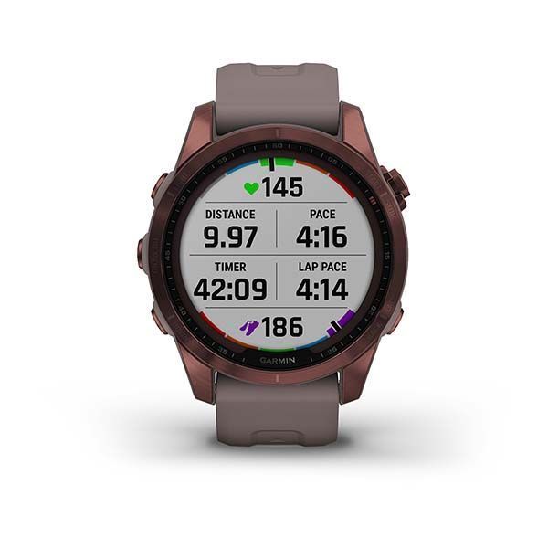 Смарт-часы Garmin fenix 7S Sapphire Solar титановые бронзовые с серым ремешком 010-02539-29 фото