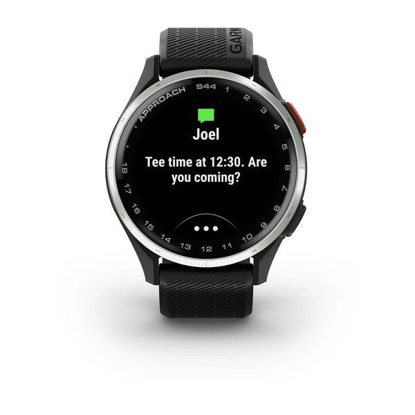 Смарт-годинник Garmin Approach S44 зі сріблястим алюмінієвим безелем та чорним ремінцем + датчики для гольфу Approach CT1 010-03009-02 фото