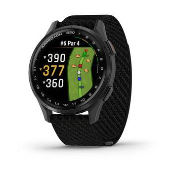 Смарт-годинник Garmin Approach S50 зі сланцевим алюмінієвим безелем та чорним нейлоновим ремінцем ComfortFit 010-03010-00 фото