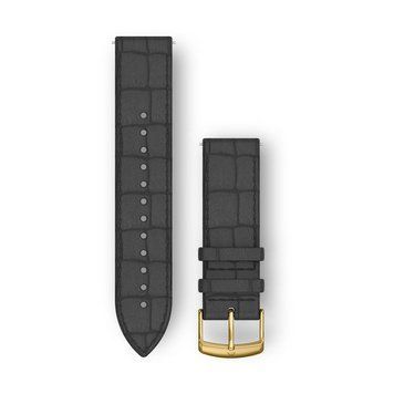 Швидкозмінні ремінці Garmin з італійської шкіри (20 мм) чорні з тисненням і золотистою фурнітурою 010-12691-0C фото