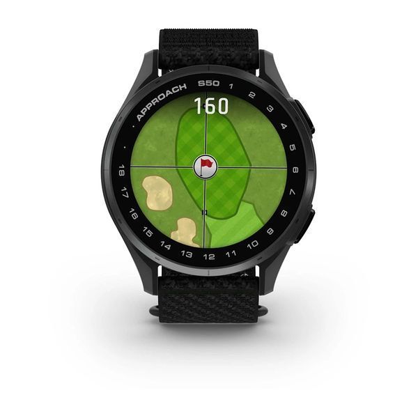 Смарт-годинник Garmin Approach S50 зі сланцевим алюмінієвим безелем та чорним нейлоновим ремінцем ComfortFit 010-03010-00 фото