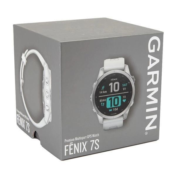 Смарт-годинник Garmin fenix 7S сріблястий з білим ремінцем 010-02539-03 фото
