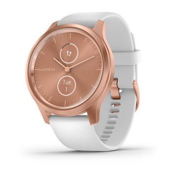 Смарт-годинник Garmin vivomove Style із рожево-золотистим корпусом та білим ремінцем 010-02240-20 фото