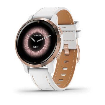 Смарт-годинник Garmin Venu 2S білий з із шкіряним ремінцем 010-02429-23 фото