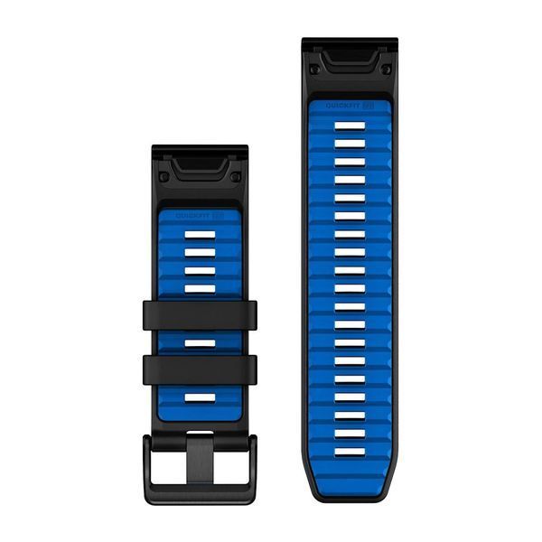 Ремінці для годинника Garmin QuickFit 26 силіконові, чорні/сині 010-13393-09 фото