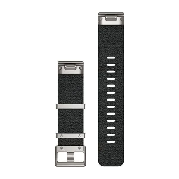 Ремінці для годинника Garmin QuickFit 22 нейлонові жаккардового плетіння, чорні зі сріблястою фурнітурою 010-12738-21 фото