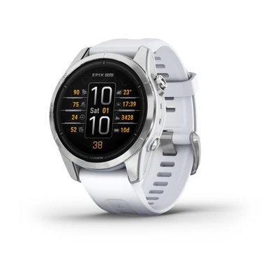 Смарт-часы Garmin epix Pro (Gen 2) Standard Edition (42мм) серебристые с белым ремешком 010-02802-01 фото